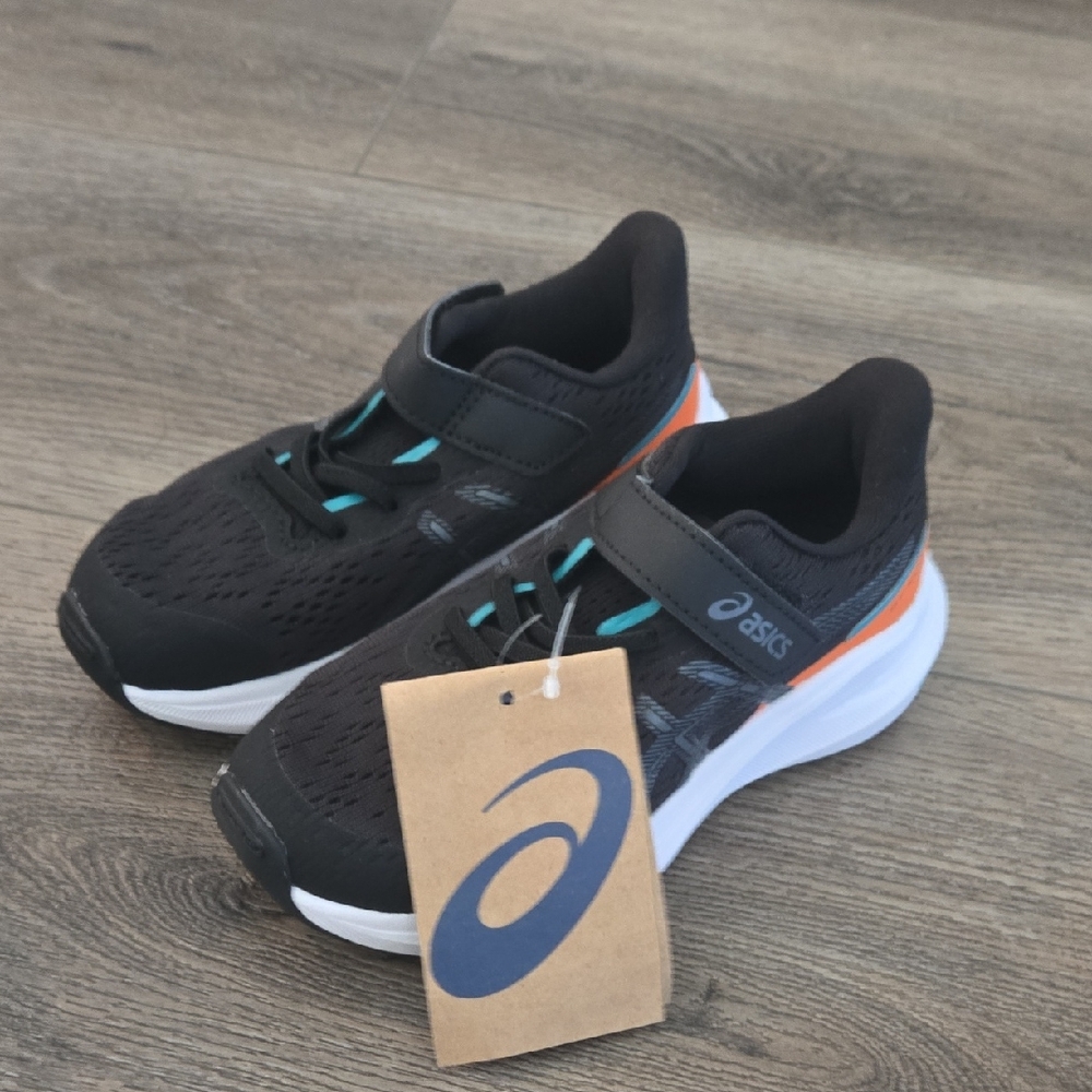 Asics Black and Orange Sneakers with Breathable Mesh